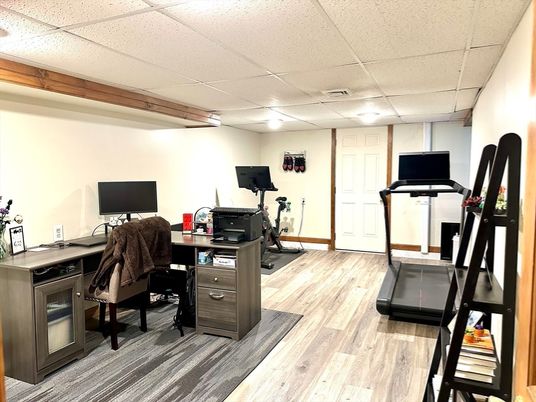 Fitness Equipment, Home Office, Interior, Wood Texture Flooring