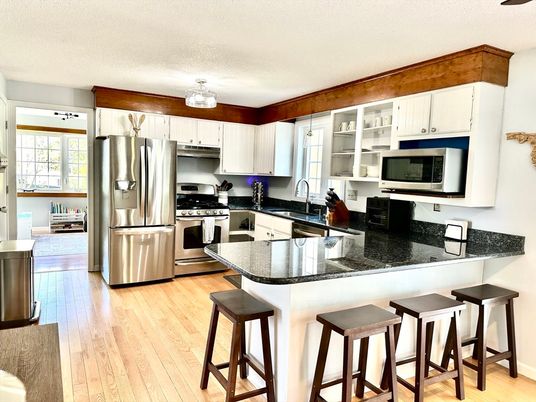 Interior, Kitchen, Stainless Steel Appliances, Wood Texture Flooring