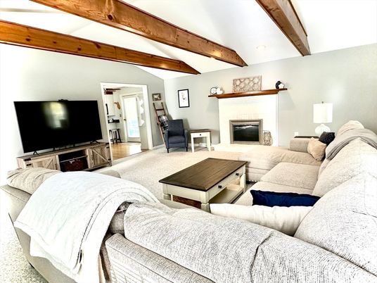 Fireplace, Interior, Living room, Wooden Beams