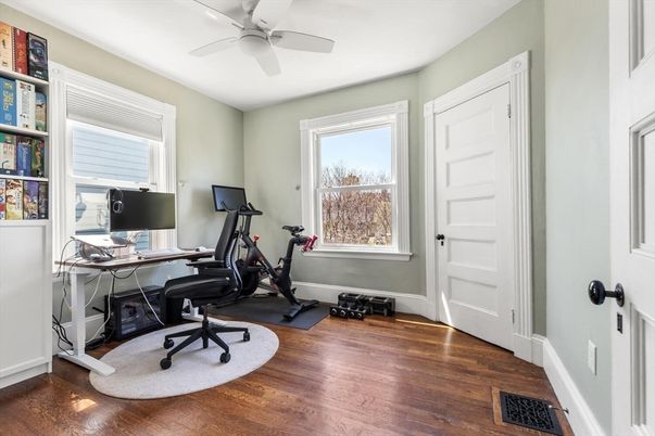 Fitness Equipment, Home Office, Interior, Wood Texture Flooring
