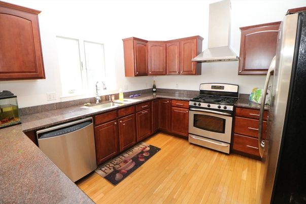 Interior, Kitchen, Stainless Steel Appliances, Wood Texture Flooring