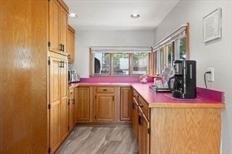 Interior, Kitchen, Recessed Lighting, Wood Texture Flooring