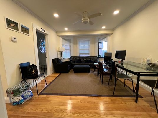 Home Office, Interior, Living room, Recessed Lighting, Wood Texture Flooring