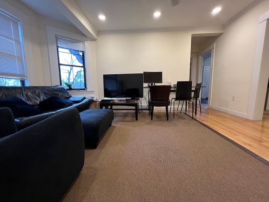 Home Office, Interior, Living room, Recessed Lighting, Wood Texture Flooring