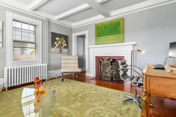 Fireplace, Home Office, Interior, Wood Texture Flooring