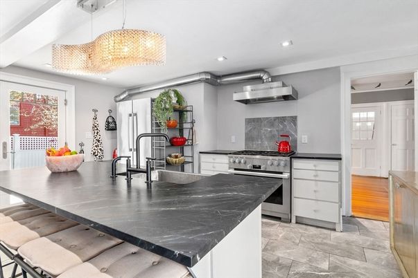 Chandelier, Interior, Kitchen, Pendant Lights, Recessed Lighting, Stainless Steel Appliances