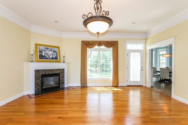 Dining room, Fireplace, Interior, Wood Texture Flooring