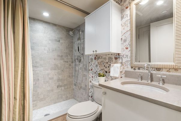 Bathroom, Glass Shower, Interior, Recessed Lighting