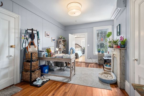 Fireplace, Home Office, Interior, Wood Texture Flooring