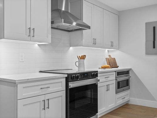 Interior, Kitchen, Stainless Steel Appliances, Wood Texture Flooring