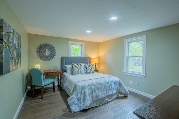 Bedroom, Home Office, Interior, Recessed Lighting, Wood Texture Flooring