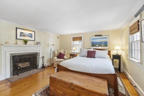 Bedroom, Fireplace, Interior, Wood Texture Flooring