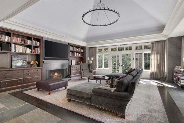 Fireplace, Interior, Living room, Pendant Lights