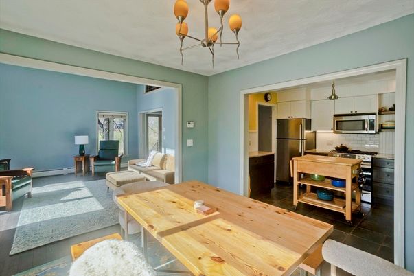 Dining room, Interior, Kitchen, Living room, Stainless Steel Appliances