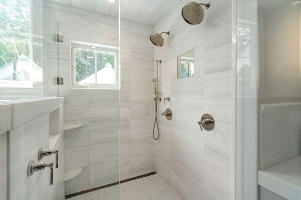 Bathroom, Glass Shower, Interior, Marble Walls