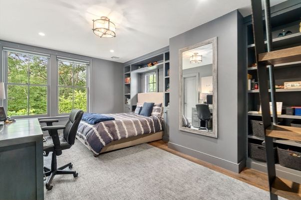 Bedroom, Home Office, Interior, Recessed Lighting, Wood Texture Flooring