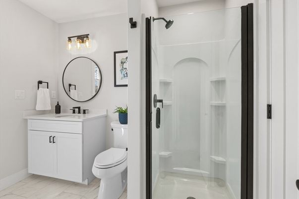 Bathroom, Glass Shower, Interior, Marble