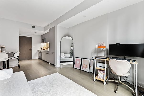 Home Office, Interior, Recessed Lighting, Wood Texture Flooring