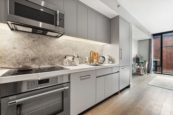 Interior, Kitchen, Stainless Steel Appliances, Wood Texture Flooring