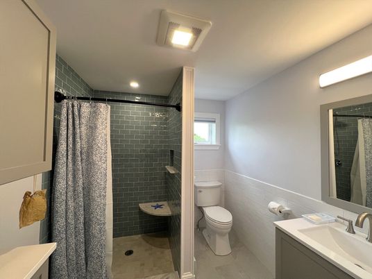 Bathroom, Glass Shower, Interior, Recessed Lighting