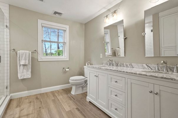 Bathroom, Dual Sink Vanities, Interior, Wood Texture Flooring
