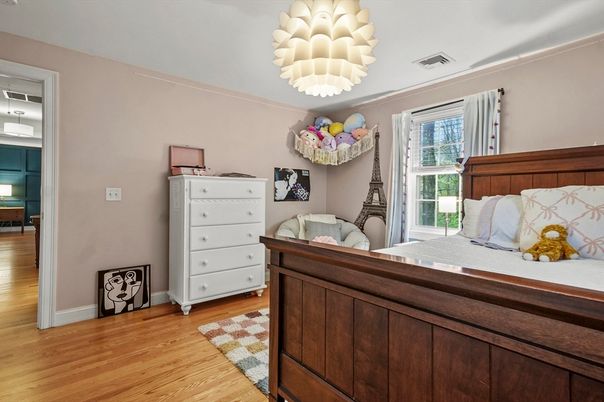 Bedroom, Chandelier, Interior, Wood Texture Flooring
