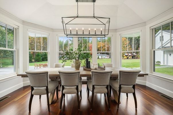 Chandelier, Dining room, Interior, Pendant Lights, Wood Texture Flooring