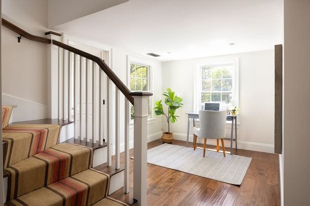 Home Office, Interior, Recessed Lighting, Wood Texture Flooring