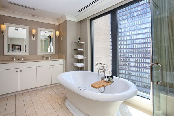 Bathroom, Dual Sink Vanities, Free Standing Baths, Glass Shower, Interior