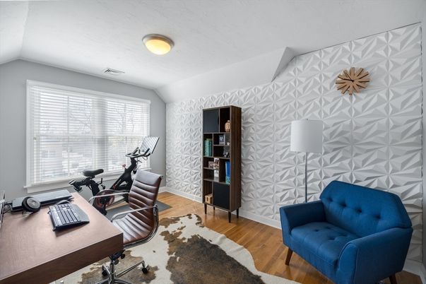 Fitness Equipment, Home Office, Interior, Wood Texture Flooring
