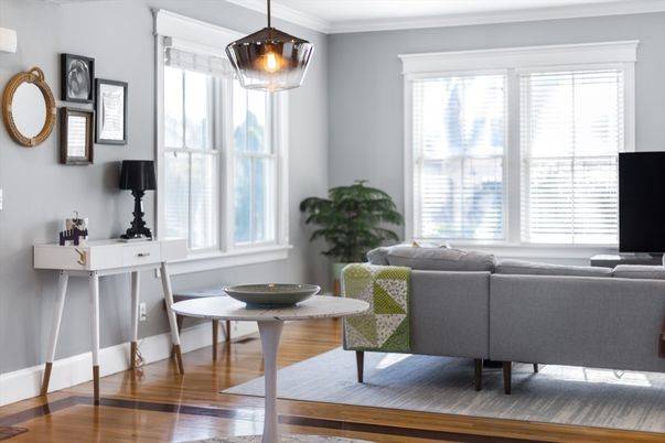 Interior, Living room, Pendant Lights, Wood Texture Flooring