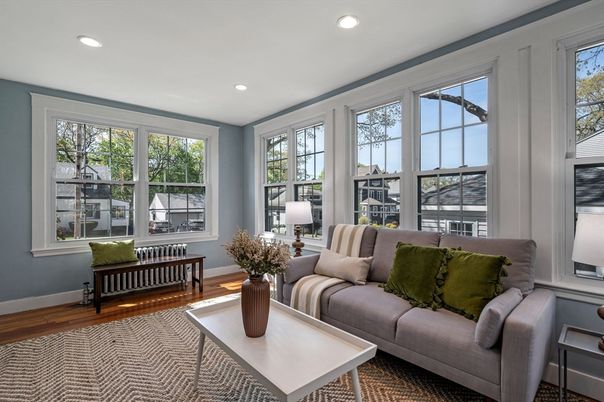 Interior, Living room, Recessed Lighting, Wood Texture Flooring