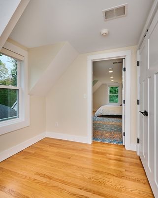 Bedroom, Empty room, Interior, Recessed Lighting, Wood Texture Flooring