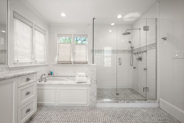 Bathroom, Glass Shower, Interior, Recessed Lighting