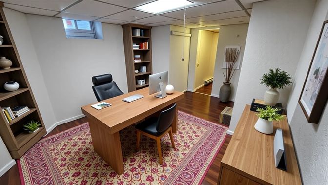 Home Office, Interior, Wood Texture Flooring