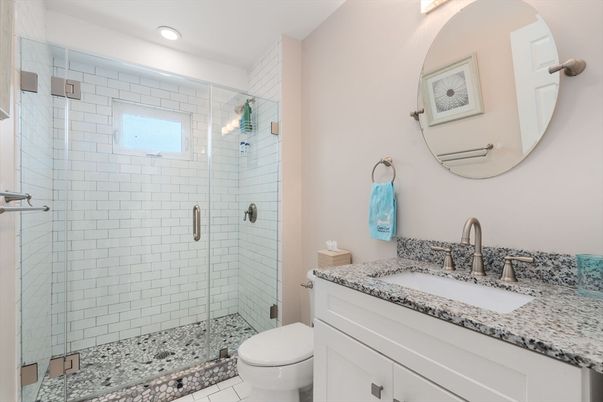 Bathroom, Glass Shower, Interior, Recessed Lighting