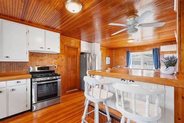 Interior, Kitchen, Stainless Steel Appliances, Wooden Ceilings, Wood Texture Flooring, Wooden Walls