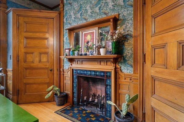 Fireplace, Interior, Wood Texture Flooring