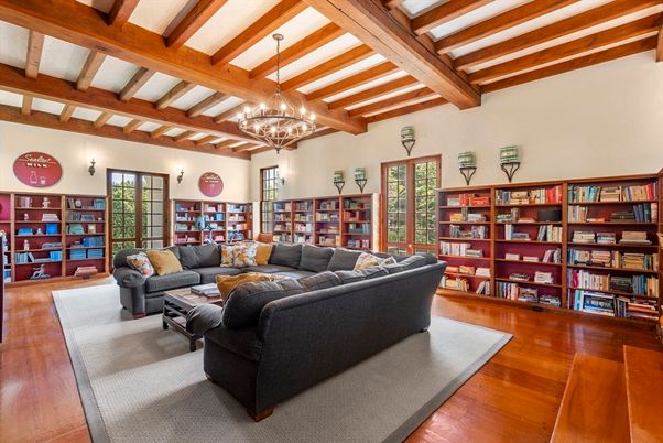Chandelier, Interior, Living room, Pendant Lights, Wooden Beams, Wood Texture Flooring