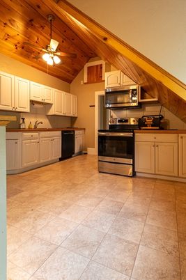 Interior, Kitchen, Stainless Steel Appliances, Wooden Ceilings