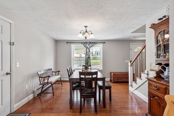 Chandelier, Dining room, Interior, Wood Texture Flooring
