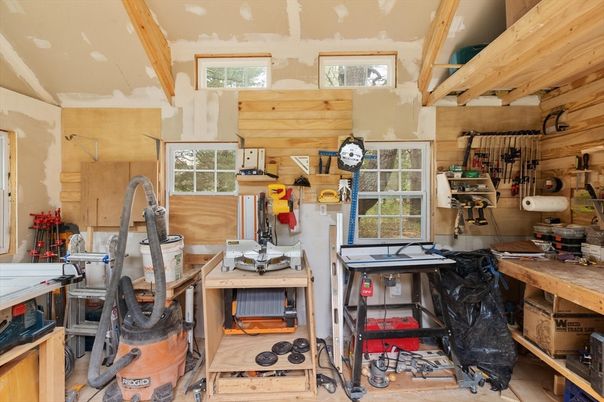 Home Office, Interior, Wooden Beams, Wooden Walls