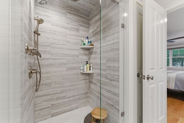 Bathroom, Glass Shower, Interior, Marble Walls