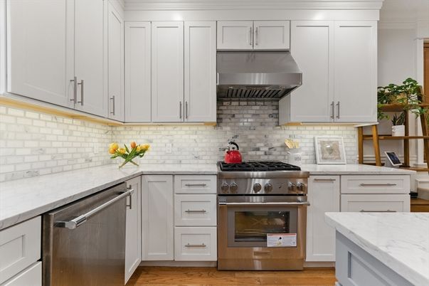 Interior, Kitchen, Stainless Steel Appliances, Wood Texture Flooring