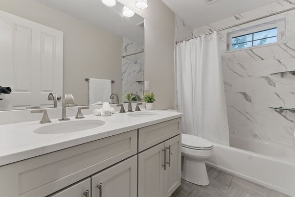 Bathroom, Dual Sink Vanities, Interior, Marble Walls