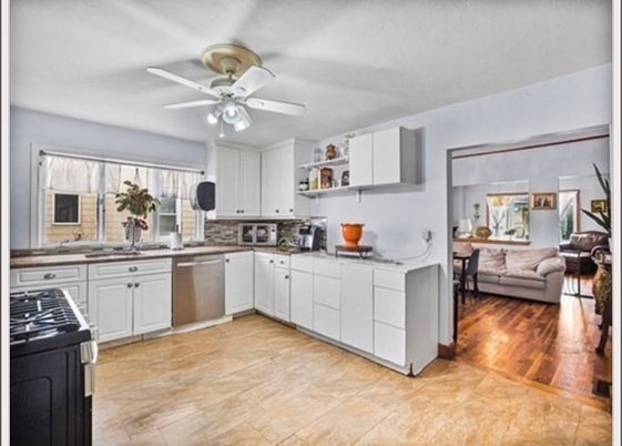 Interior, Kitchen, Living room, Stainless Steel Appliances, Wood Texture Flooring