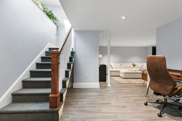 Home Office, Interior, Recessed Lighting, Wood Texture Flooring