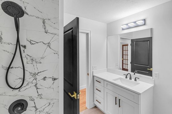 Bathroom, Dual Sink Vanities, Interior, Marble Walls
