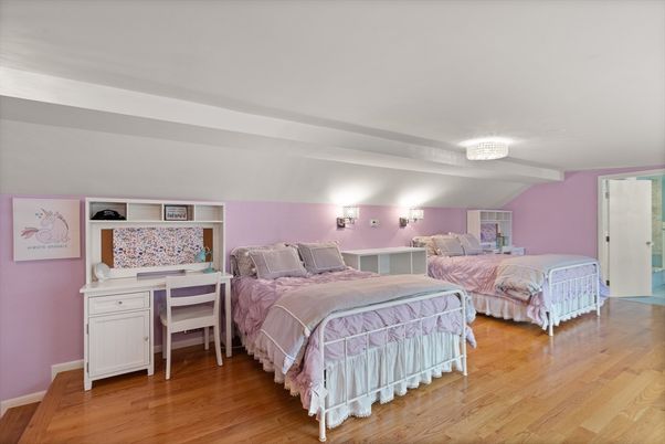 Bedroom, Chandelier, Home Office, Interior, Wood Texture Flooring