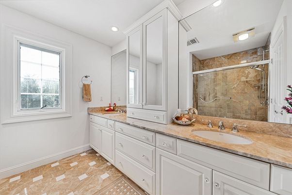 Bathroom, Dual Sink Vanities, Glass Shower, Interior, Recessed Lighting